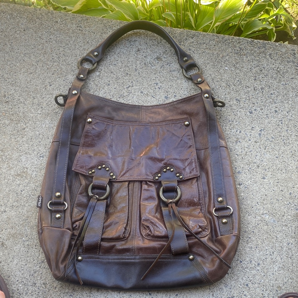 Tano Chocolate Brown Leather Hobo Bag
